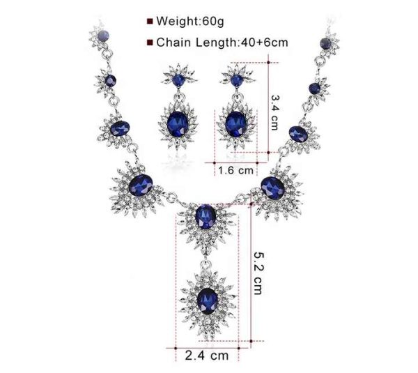 Stock Fashion Simple Alloy and Diamond Star Necklace Earrings Wedding Jewelry Set