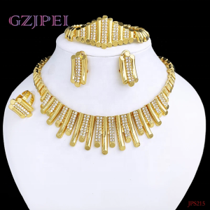 Classic Design Jewelry Set for Women Dubai Gold Color Fashion Jewelry Nigeria African Necklaces Earring Bracelet Ring Trendy