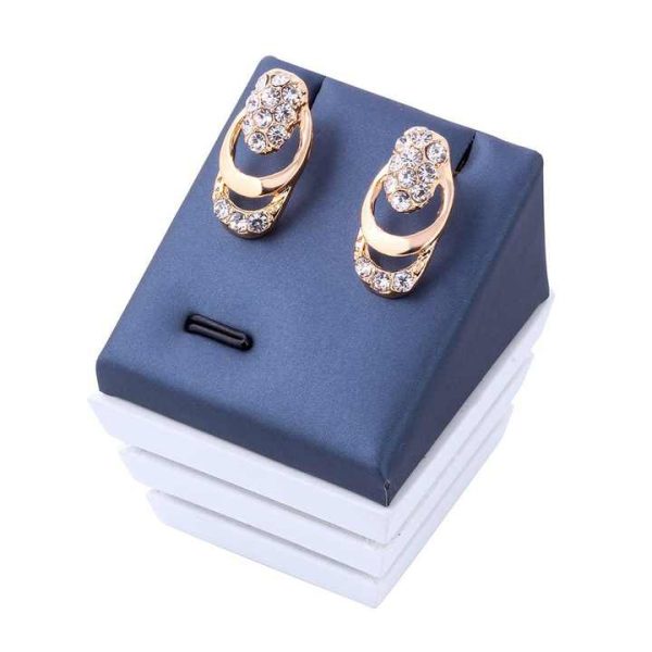 4 Pcs/Set Fashionable Gold Plated Crystal Jewelry Set Diamonds Geometric Necklace Earrings Ring for Women Party Gift