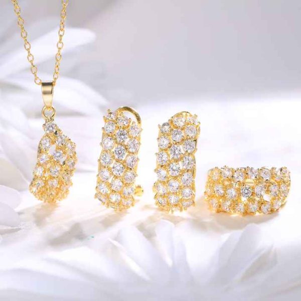 Classic Style Jewelry Set Dubai Earring Ring Necklace Jewelry Set