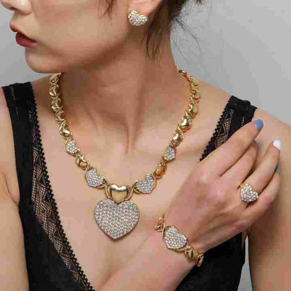 Hip Hop High Quality Fashion Women 18 Gold Plated Alloy Rhinestone Jewelry Set
