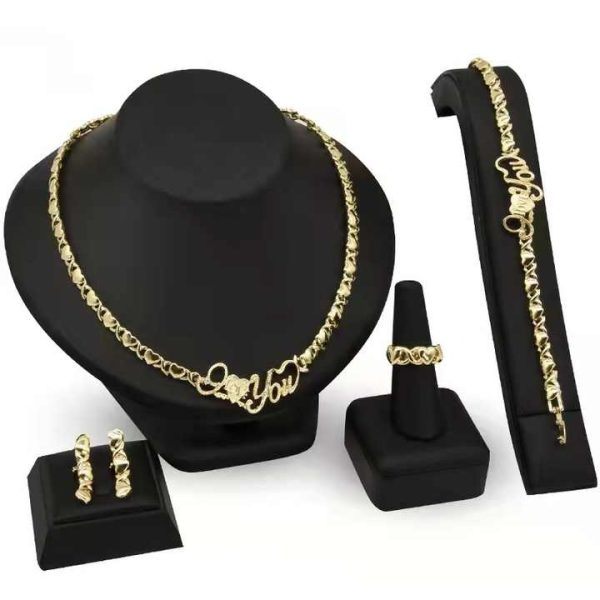 Hip Hop High Quality Fashion Women 18 Gold Plated Alloy Rhinestone Jewelry Set