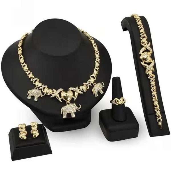 Hip Hop High Quality Fashion Women 18 Gold Plated Alloy Rhinestone Jewelry Set