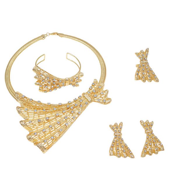 Fashion Jewelry Sets Handmade Trendy Costume Design Jewelry Gift Sets Elegant Necklace Bracelet Ring Earrings Women Party Wear