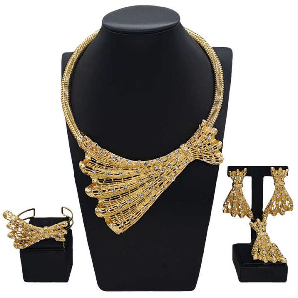 Fashion Jewelry Sets Handmade Trendy Costume Design Jewelry Gift Sets Elegant Necklace Bracelet Ring Earrings Women Party Wear