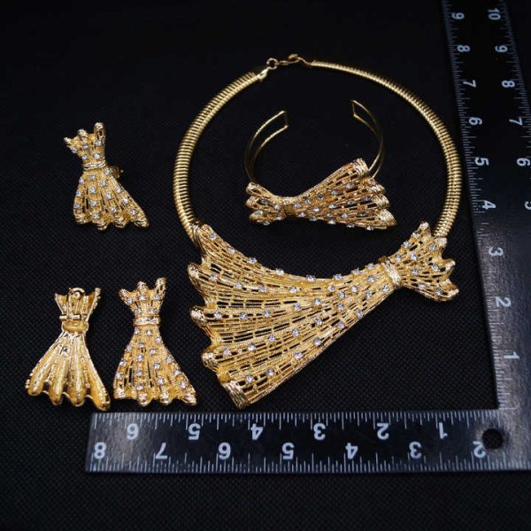 Fashion Jewelry Sets Handmade Trendy Costume Design Jewelry Gift Sets Elegant Necklace Bracelet Ring Earrings Women Party Wear