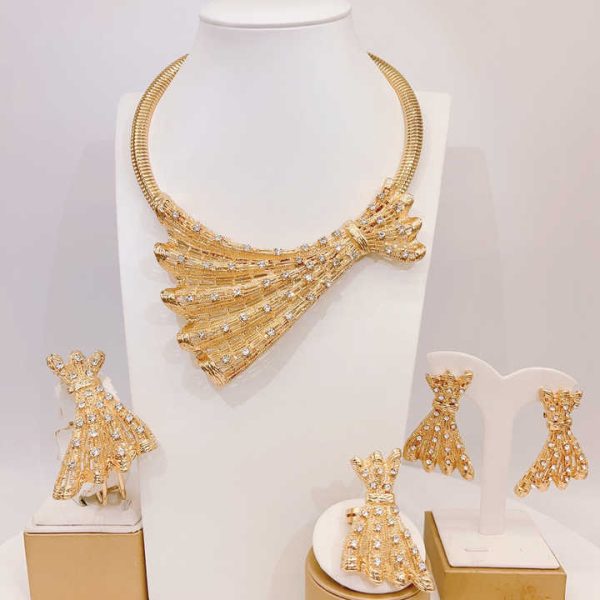 Fashion Jewelry Sets Handmade Trendy Costume Design Jewelry Gift Sets Elegant Necklace Bracelet Ring Earrings Women Party Wear