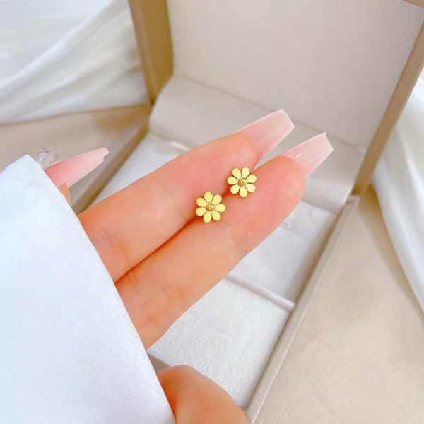 18k Gold Plated Stainless Steel Set Women 5 Pcs Flower Set Necklace Bangle Bracelet Earrings Anklet