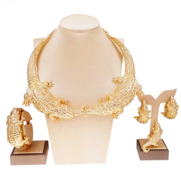 Zhuerrui Fashion Necklace Big Jewelry Sets New Design 24k Italian Gold Plated Women Jewelry Set H00631