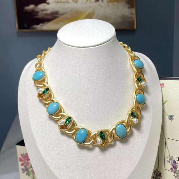 Luxury Indian Western Brass Turquoise Stone Jewelry Set Pure Gold Plated for Wedding Party Engagement Fashionable Fashion for