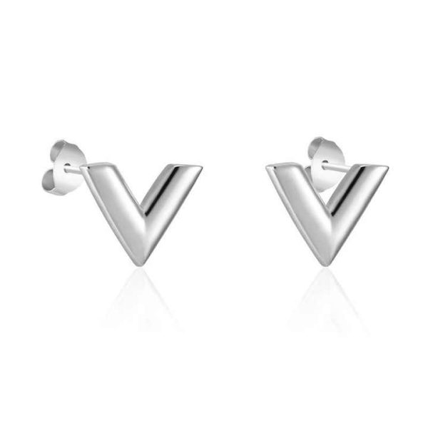 Fashion Simple Jewelry Sets Stainless Steel Necklace for Women V Letter Pendant Earrings Bracelet Necklace Set