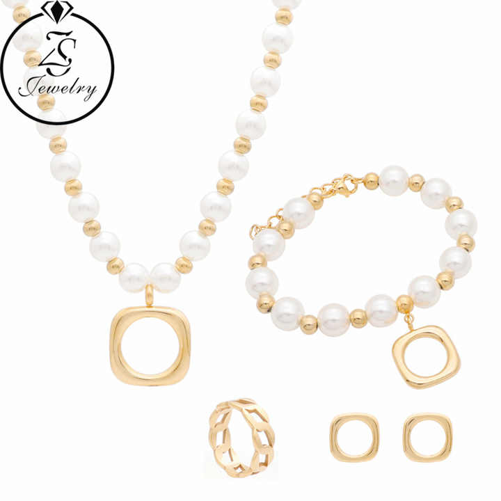 Guangzhou Manufacturer Fashion Jewelry Stainless Steel Wholesale Necklace Earrings Jewelry Sets for Women