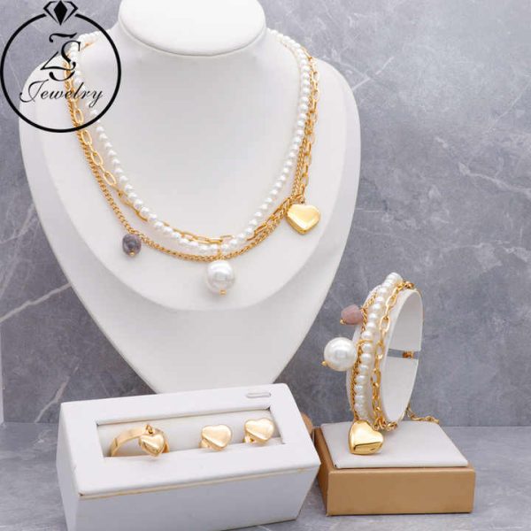 Guangzhou Manufacturer Fashion Jewelry Stainless Steel Wholesale Necklace Earrings Jewelry Sets for Women