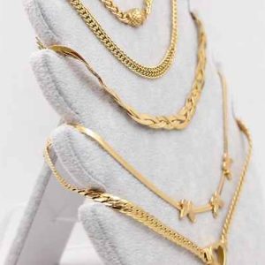 Trendy Tarnish-Free 18K Gold Plated Stainless Steel Double Cuban Chain Necklace and Bracelet Jewelry Set for Women
