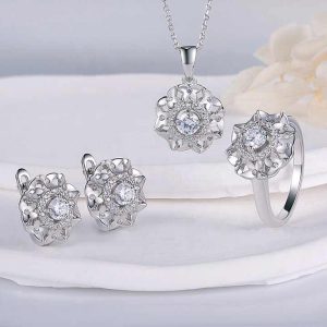 Trendy 925 Sterling Silver Zircon Jewelry Set for Women - Elegant Fine Jewelry for Wedding Engagement Anniversary