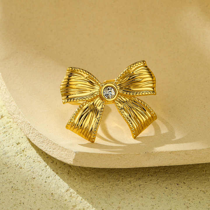 4pcs Bowknot Fashion Jewelry Set Women Stainless Steel Butterfly Zircon Blade Chain Necklace Earrings Bracelet Rings Set(JYS082)