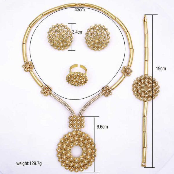 Women Fashion Jewelry Sets Luxury Saudi 18K Gold Plated Dubai African Bridal Jewelry Set
