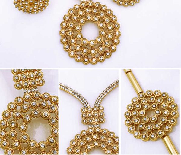 Women Fashion Jewelry Sets Luxury Saudi 18K Gold Plated Dubai African Bridal Jewelry Set