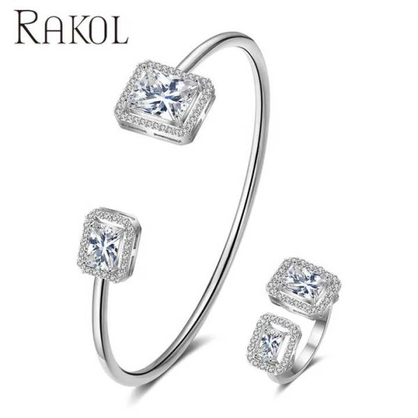 SP3134 2025 Fashion Jewelry 925 Silver Plated Bracelet and Ring Set Crown Shape Open Bracelet Ring Luxury Bridal Jewelry