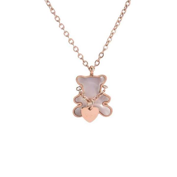 Fashion Jewelry Sets Stainless Steel Necklace Bracelet Earrings White Shell Cute Bear Heart Titanium Steel Jewelry Sets
