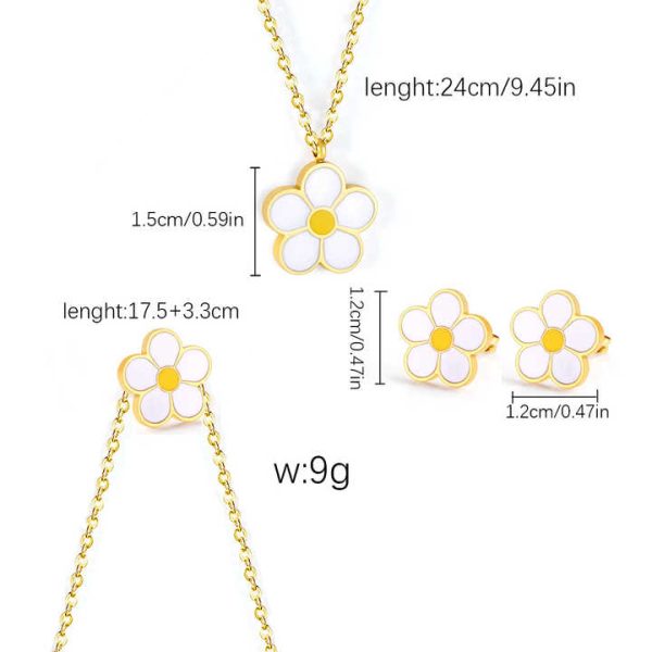 Women's Stainless Steel Chrysanthemum Jewelry Set 18K Gold Plated Daisies Includes Necklace Bracelet Earring-for Parties