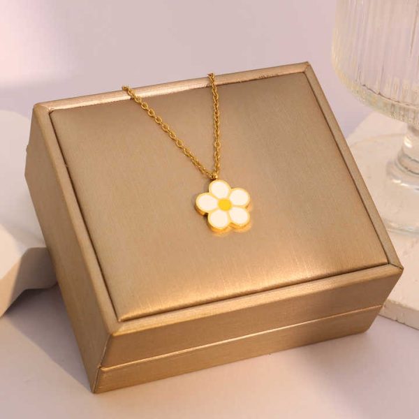 Women's Stainless Steel Chrysanthemum Jewelry Set 18K Gold Plated Daisies Includes Necklace Bracelet Earring-for Parties