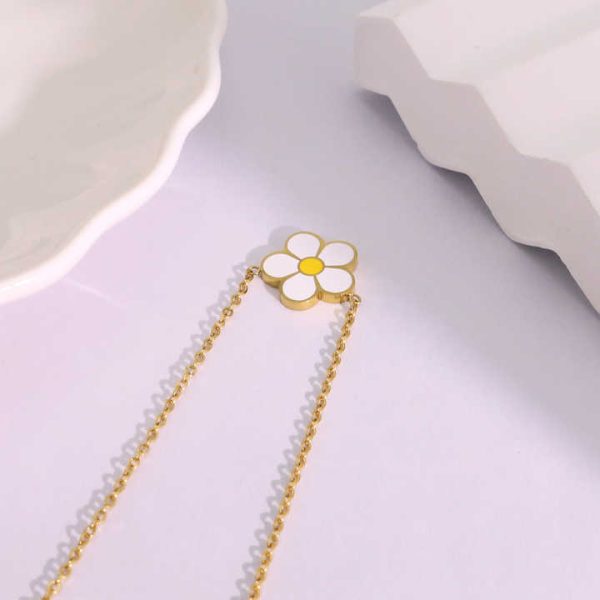 Women's Stainless Steel Chrysanthemum Jewelry Set 18K Gold Plated Daisies Includes Necklace Bracelet Earring-for Parties