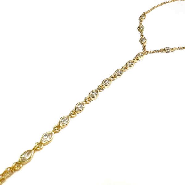 Sparking 5A Cubic Zirconia CZ Link Chain Fashion Women Hand Chain Bracelet With Ring