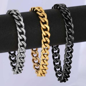 Wholesale Popular Simple Custom High Quality Cuban Chain Hip-Hop Fastness Stainless Steel Bracelet for Men's Jewelry Gifts