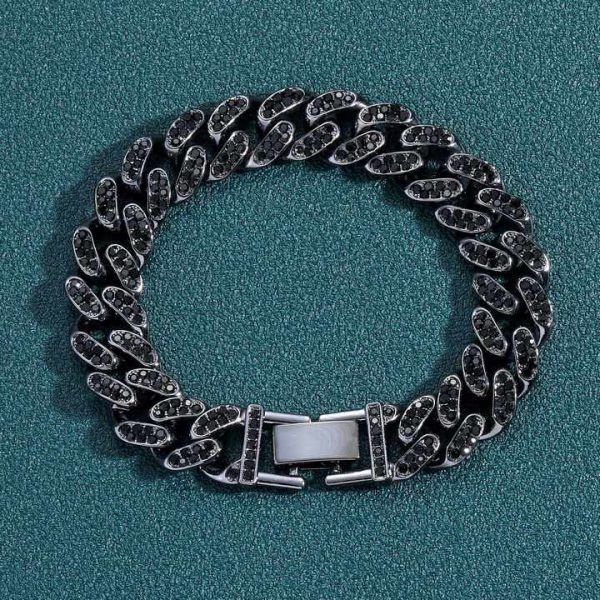 Bling Rhinestone Bracelet Wholesale Hip Hop Alloy Cuban Chain Fashion Link Chain Bracelet
