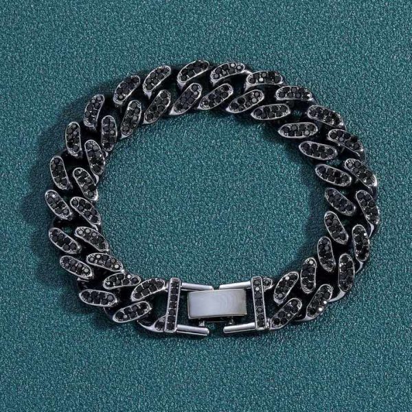 Bling Rhinestone Bracelet Wholesale Hip Hop Alloy Cuban Chain Fashion Link Chain Bracelet