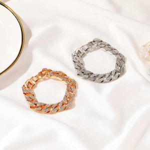 Fashion New Design Hip-hop Bracelet Gold Plated Iced Out Cuban Link Chain Bracelet for Men and Women
