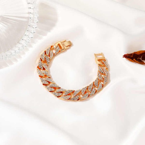 Fashion New Design Hip-hop Bracelet Gold Plated Iced Out Cuban Link Chain Bracelet for Men and Women