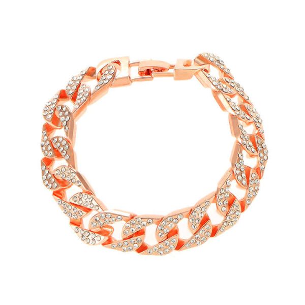 Fashion New Design Hip-hop Bracelet Gold Plated Iced Out Cuban Link Chain Bracelet for Men and Women