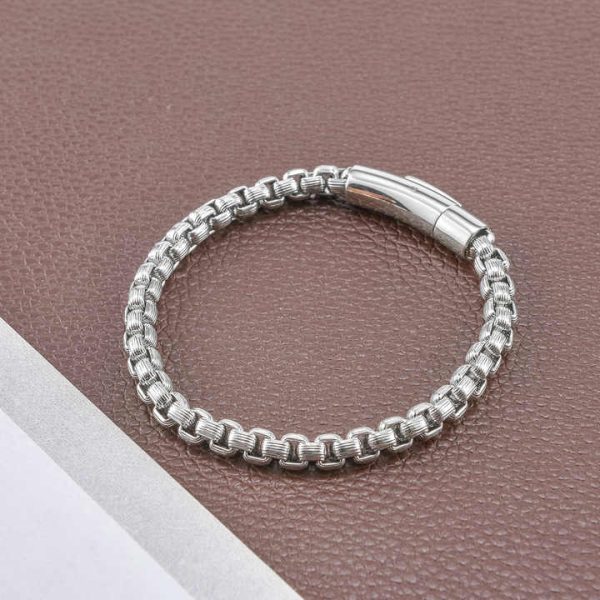 Custom Retro Style 6MM 21CM Titanium Steel Bracelet Black Stainless Steel Jewelry Bracelet Chain for Men Women