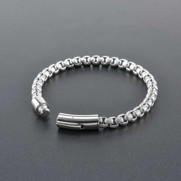 Custom Retro Style 6MM 21CM Titanium Steel Bracelet Black Stainless Steel Jewelry Bracelet Chain for Men Women