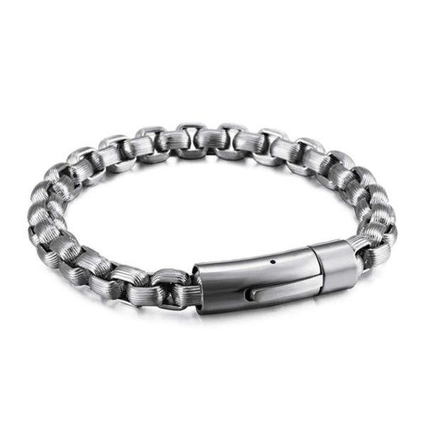 Custom Retro Style 6MM 21CM Titanium Steel Bracelet Black Stainless Steel Jewelry Bracelet Chain for Men Women
