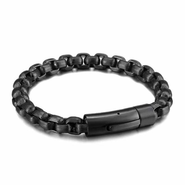 Custom Retro Style 6MM 21CM Titanium Steel Bracelet Black Stainless Steel Jewelry Bracelet Chain for Men Women