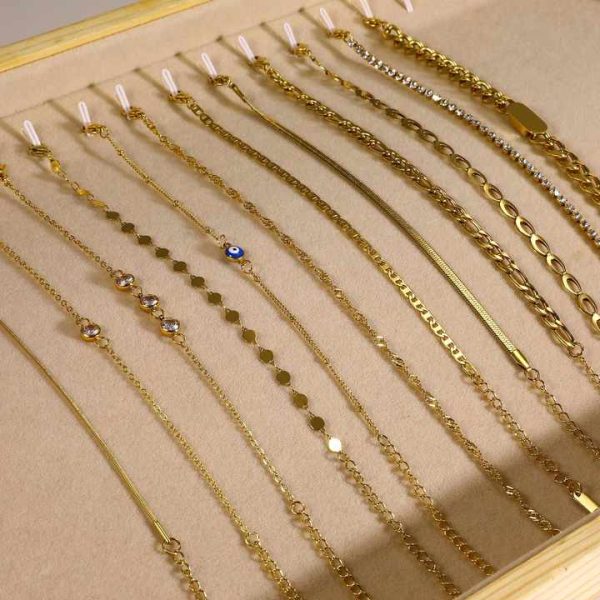 Minimalist Statement Stainless Steel 18k Gold Zircon Eyes Cuban Chain Bracelet Women Adjustable Sanke Bracelet for Gift