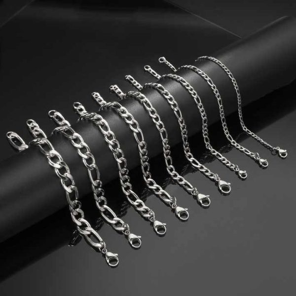 Tarnish Free Classic Fashion Jewelry 18K Gold Plated Stainless Steel Chunky Chain Bracelet Figaro Chain Bracelet for Men Women