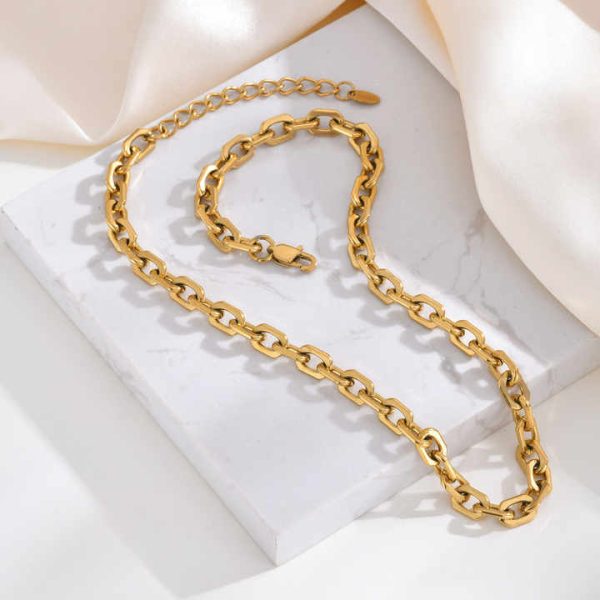 Fashion Jewelry Bracelets Women 316L Stainless Steel Curb O-Link Chain Bracelet Gold Plated Anchor Link Bracelet for Men Gift