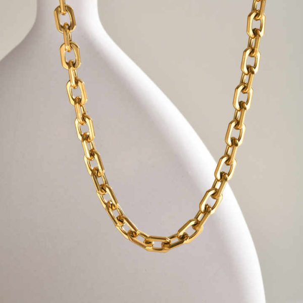 Fashion Jewelry Bracelets Women 316L Stainless Steel Curb O-Link Chain Bracelet Gold Plated Anchor Link Bracelet for Men Gift