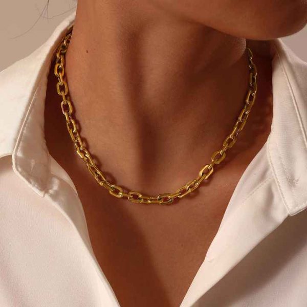 Fashion Jewelry Bracelets Women 316L Stainless Steel Curb O-Link Chain Bracelet Gold Plated Anchor Link Bracelet for Men Gift
