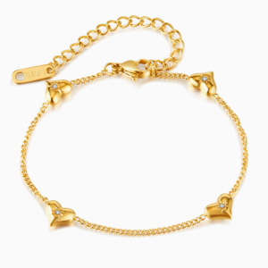 Hot fashion stainless steel small sun zircon heart-shaped women's bracelet