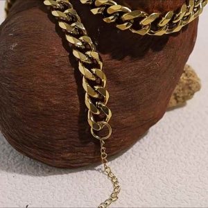 18K Gold Plated Stainless Steel 10MM Cuban Chain Bracelet for Women - Trendy Hypoallergenic Jewelry Gift