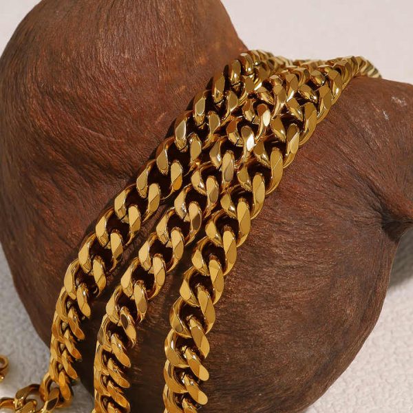 Wholesale 18K Gold PVD Plated Link Bracelet for Women Men Fashion Jewelry Stainless Steel 10MM Cuban Chain Bracelets