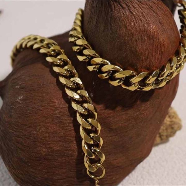 Wholesale 18K Gold PVD Plated Link Bracelet for Women Men Fashion Jewelry Stainless Steel 10MM Cuban Chain Bracelets