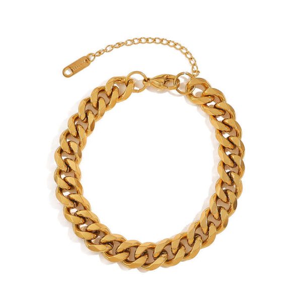 Wholesale 18K Gold PVD Plated Link Bracelet for Women Men Fashion Jewelry Stainless Steel 10MM Cuban Chain Bracelets