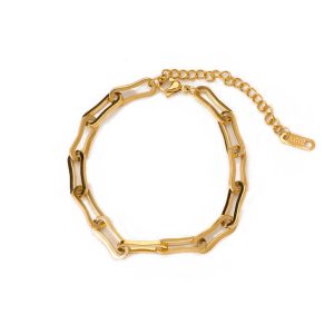New Design 18K Gold Plated Stainless Steel U Shape Paper Clip Chain Women Bracelets for Women