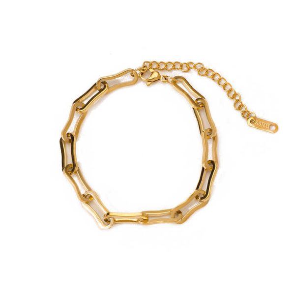 New Design 18K Gold Plated Stainless Steel U Shape Paper Clip Chain Women Bracelets for Women
